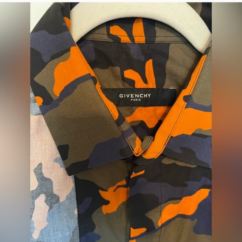 Givenchy Camo-Print Reverse Inlay Shirt, Bright Orange